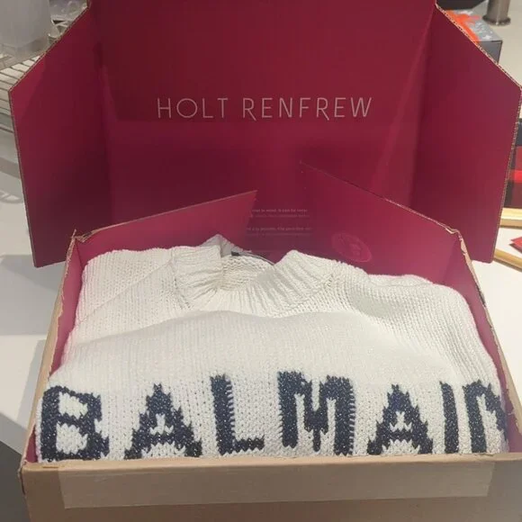 Balmain Men's White Cable Knit Sweater - Size M Like New - Picture 13 of 13